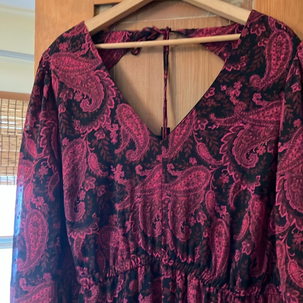 Torrid Boho Pink and Black Paisley Long Sleeve Dress